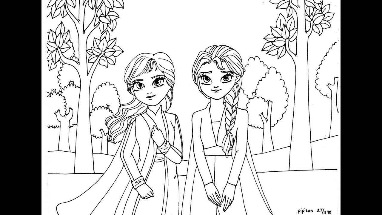 Detail Gambar Mewarnai Frozen Elsa Dan Anna Nomer 13