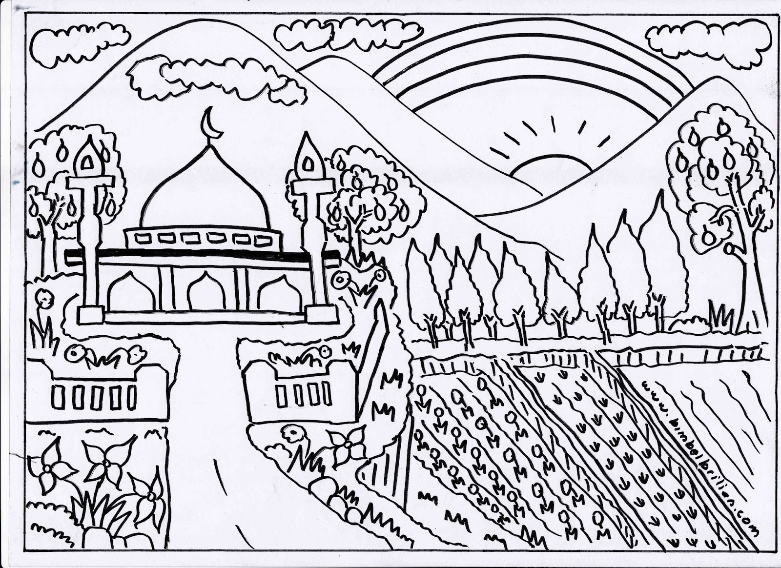 Detail Gambar Mewarnai Gambar Mewarnai Pemandangan Masjid Nomer 47