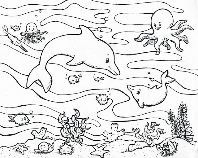 Detail Gambar Mewarnai Hewan Laut Kartun Nomer 10