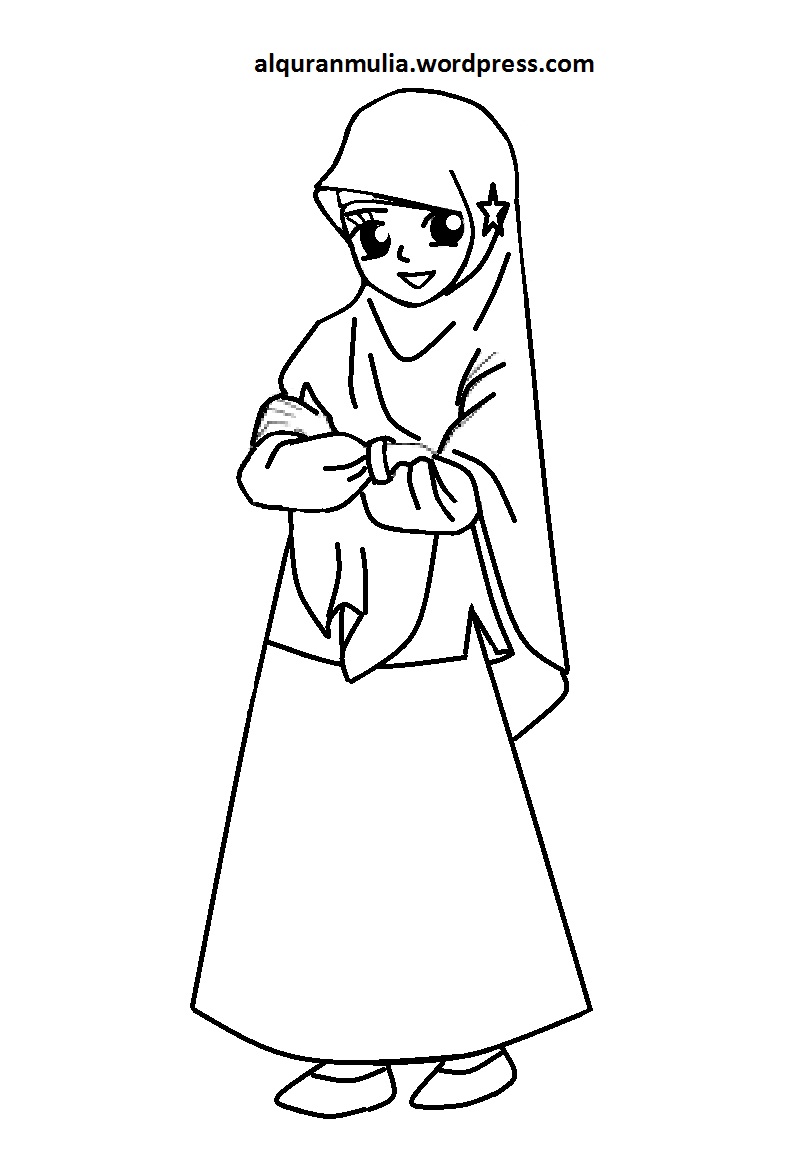 Detail Gambar Mewarnai Kartun Muslimah Nomer 17