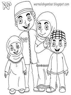 Detail Gambar Mewarnai Keluarga Muslim Nomer 12