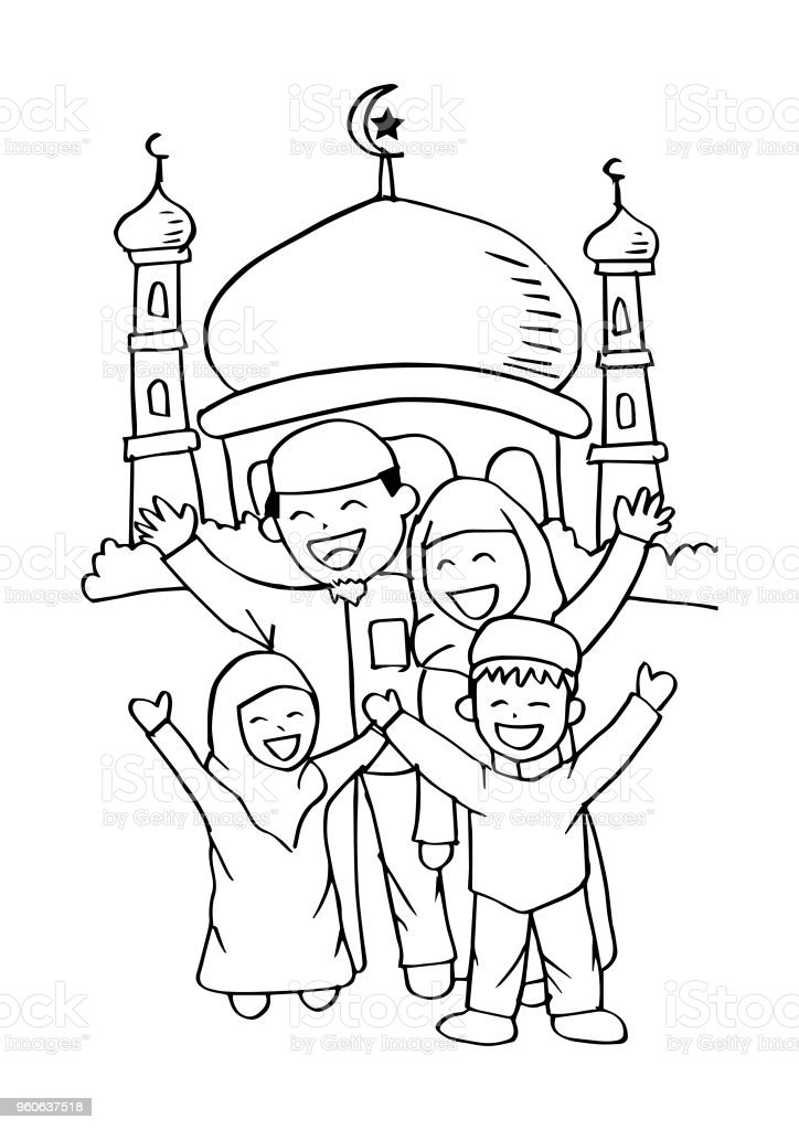 Detail Gambar Mewarnai Keluarga Muslim Nomer 29