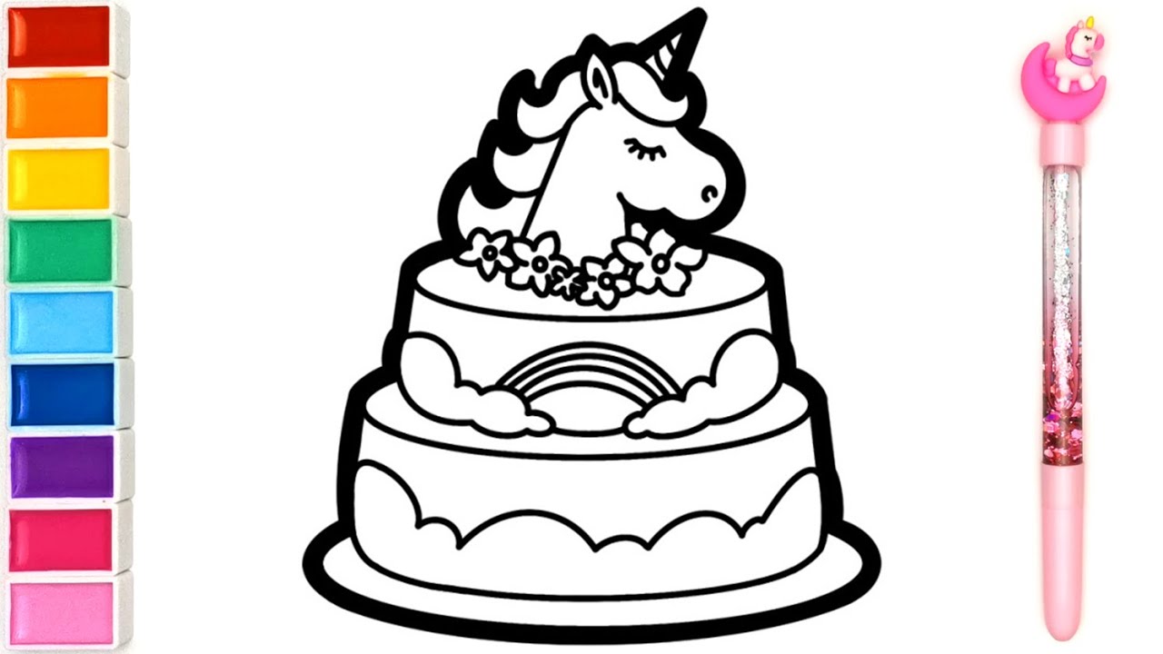 Gambar Mewarnai Kue Ulang Tahun Unicorn - KibrisPDR