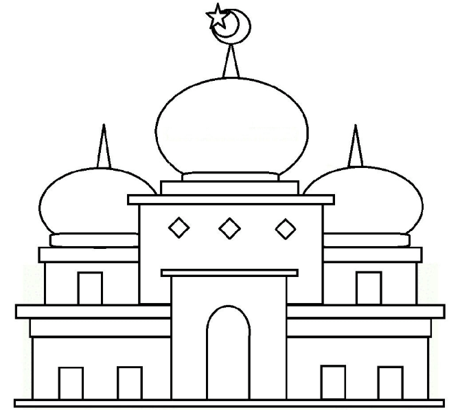 Detail Gambar Mewarnai Masjid Nomer 15