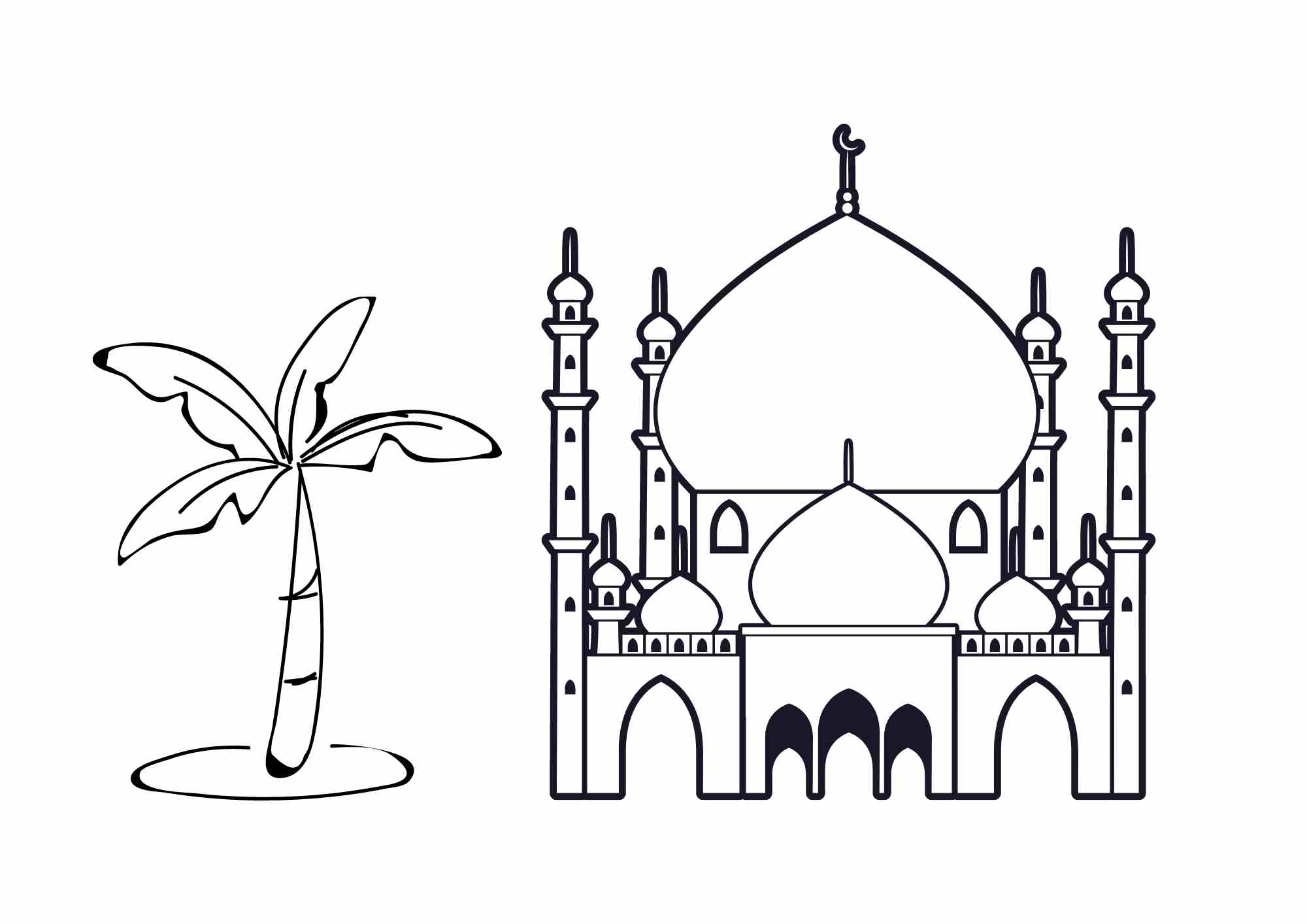Detail Gambar Mewarnai Masjid Nomer 24