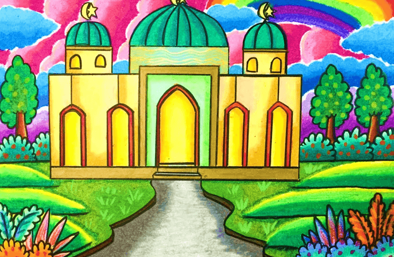Detail Gambar Mewarnai Masjid Nomer 37