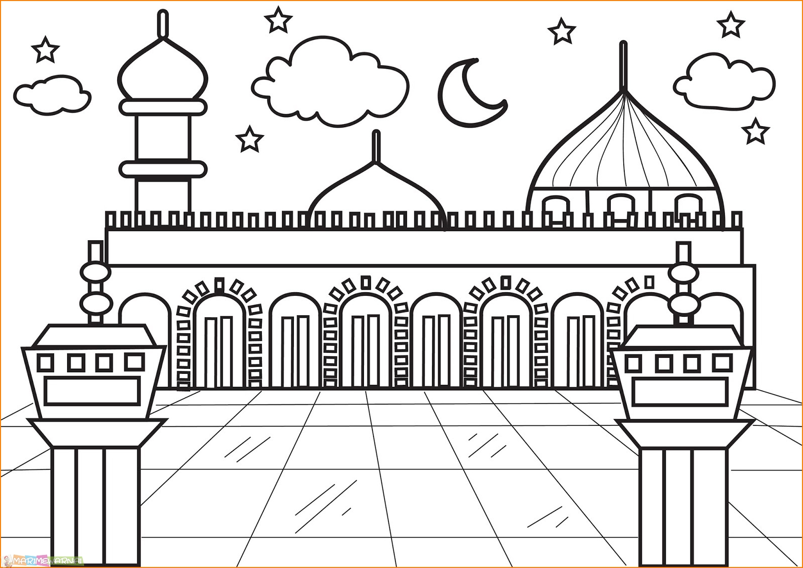 Detail Gambar Mewarnai Masjid Dan Pemandangan Nomer 35