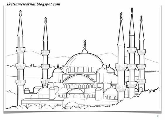 Detail Gambar Mewarnai Masjid Dan Pemandangan Nomer 49