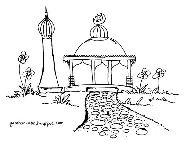 Detail Gambar Mewarnai Masjid Dan Pemandangan Nomer 6