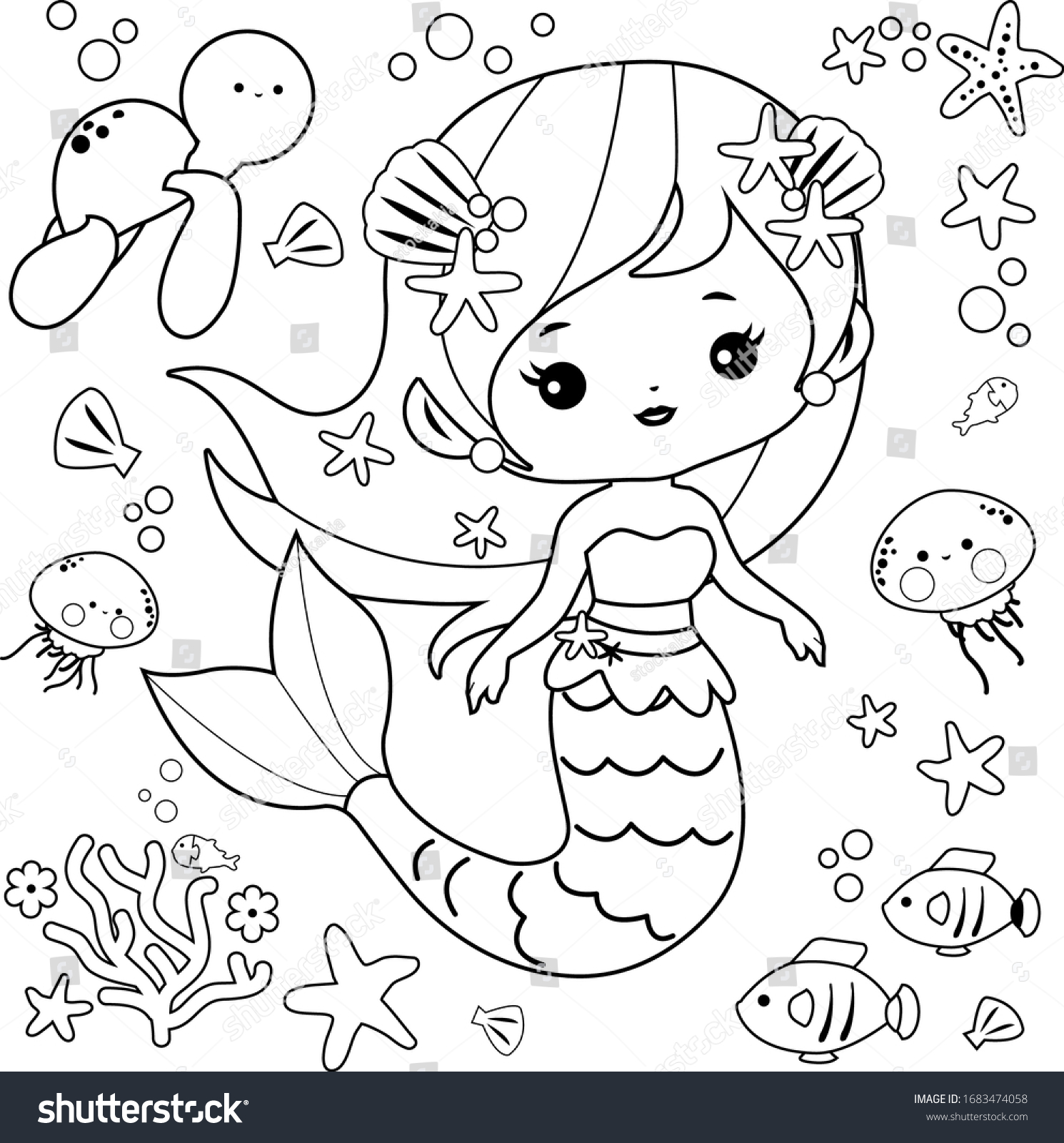 Detail Gambar Mewarnai Mermaid Nomer 8