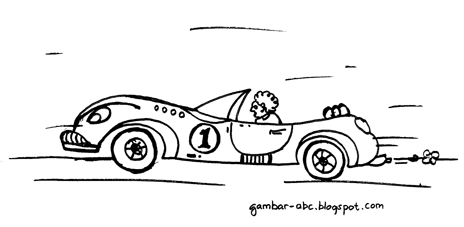 Detail Gambar Mewarnai Mobil Balap Nomer 52