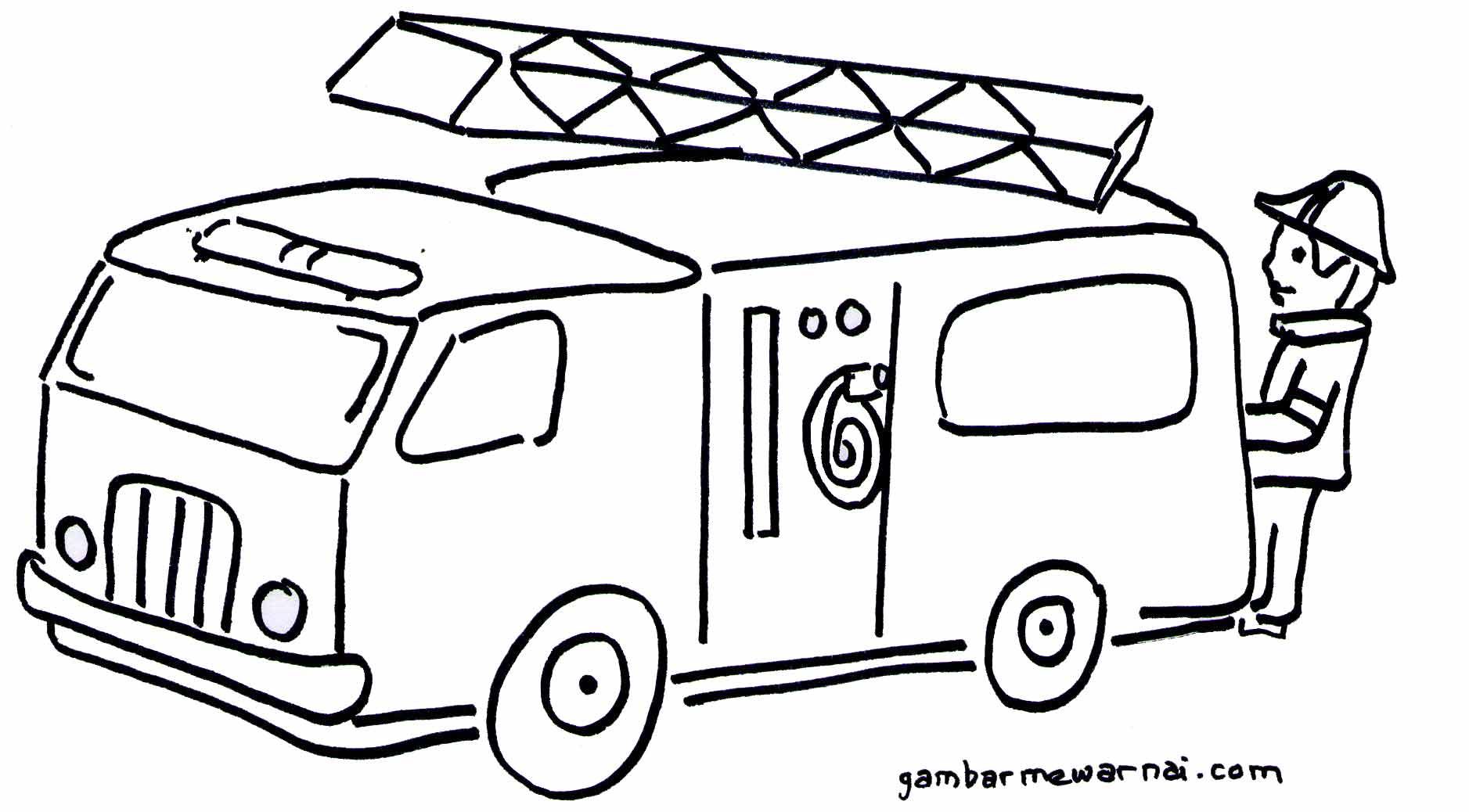 Detail Gambar Mewarnai Mobil Pemadam Nomer 4