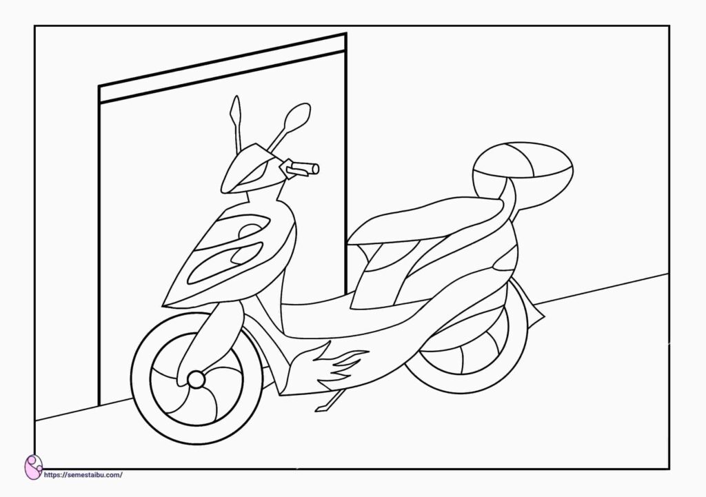 Detail Gambar Mewarnai Motor Nomer 19