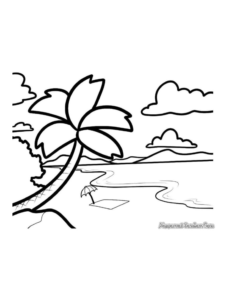 Gambar Mewarnai Pantai - 54+ Koleksi Gambar