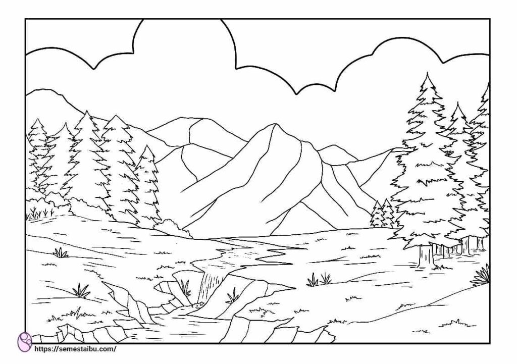 Detail Gambar Mewarnai Pegunungan Nomer 2