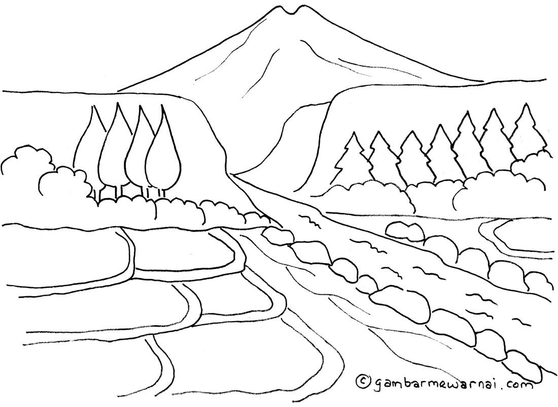 Detail Gambar Mewarnai Pemandangan Gunung Nomer 25