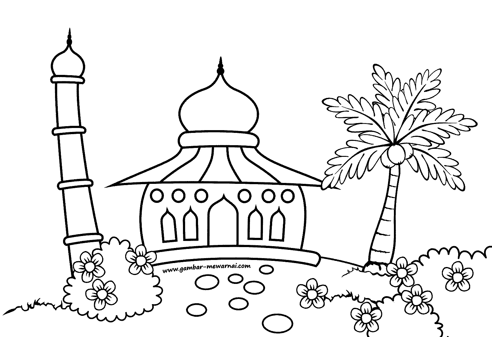 Detail Gambar Mewarnai Pemandangan Masjid Nomer 12