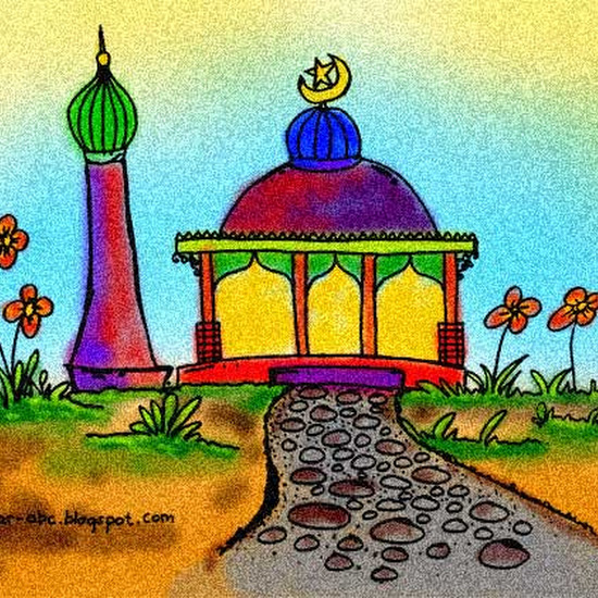 Detail Gambar Mewarnai Pemandangan Masjid Nomer 15