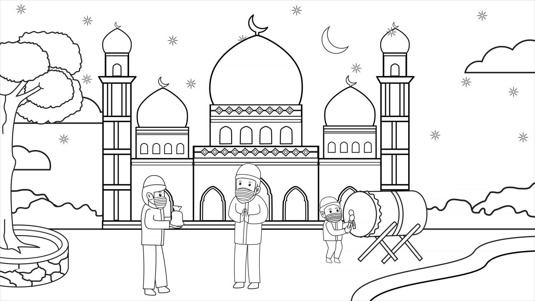 Detail Gambar Mewarnai Pemandangan Masjid Nomer 19