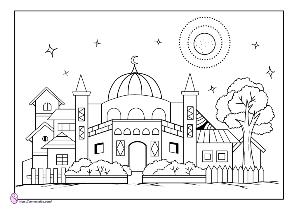 Detail Gambar Mewarnai Pemandangan Masjid Nomer 4