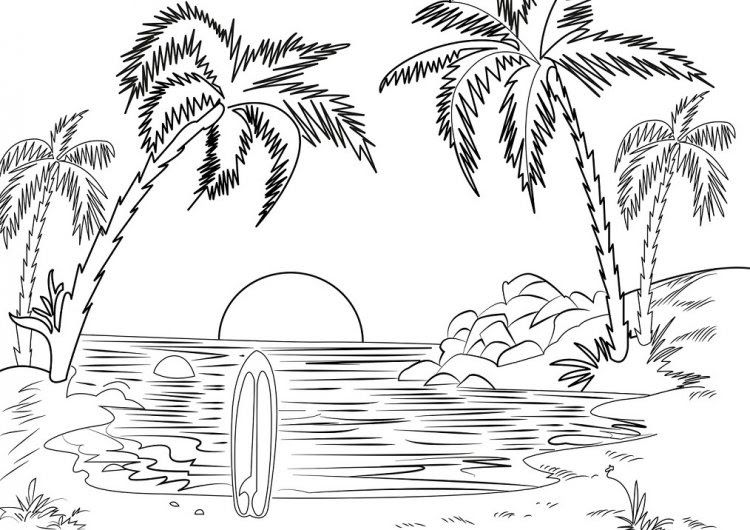 Detail Gambar Mewarnai Pemandangan Pantai Nomer 13