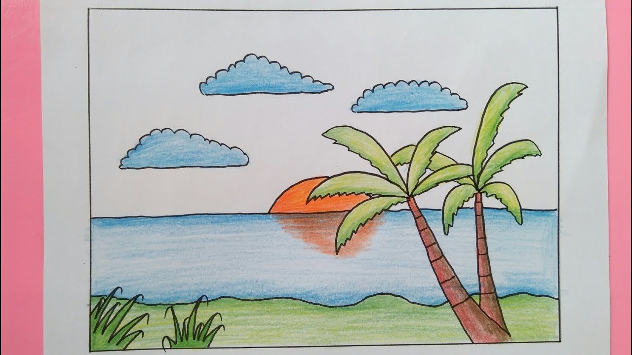 Detail Gambar Mewarnai Pemandangan Pantai Nomer 23