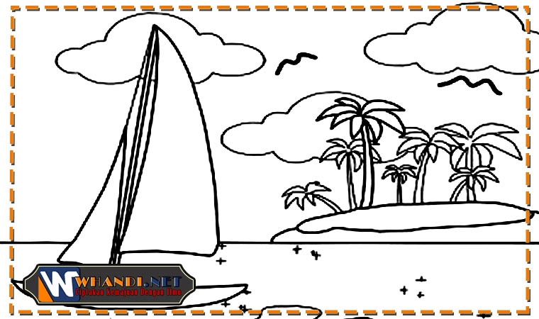 Detail Gambar Mewarnai Pemandangan Pantai Nomer 24