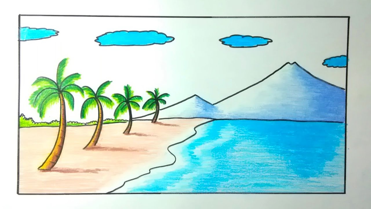 Detail Gambar Mewarnai Pemandangan Pantai Nomer 31