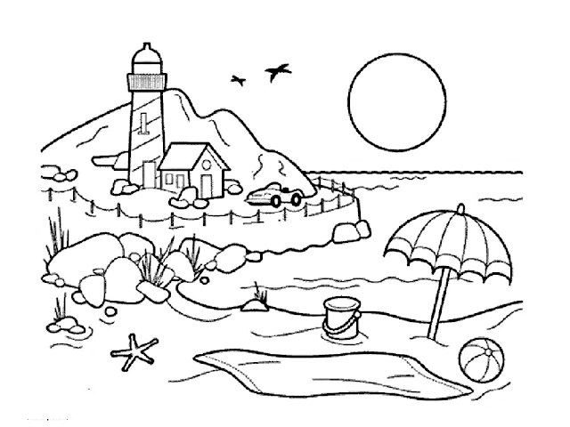 Detail Gambar Mewarnai Pemandangan Pantai Nomer 7