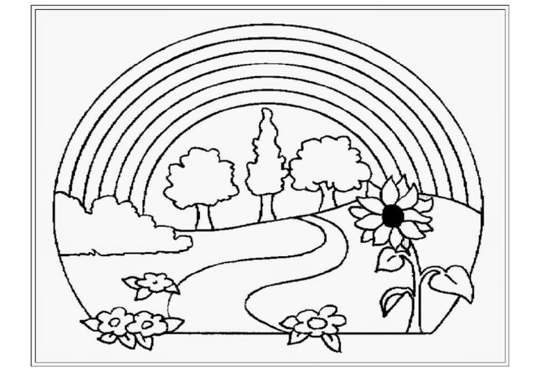 Detail Gambar Mewarnai Pemandangan Pelangi Nomer 39