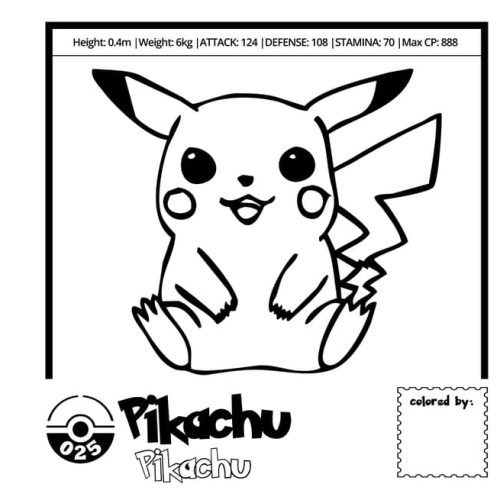 Detail Gambar Mewarnai Pikachu Nomer 44