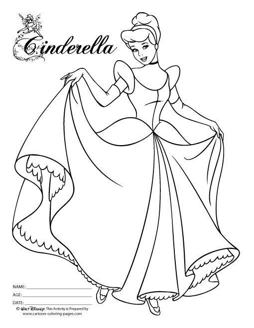 Gambar Mewarnai Princess Cinderella - KibrisPDR