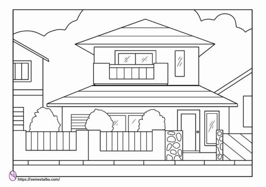 Detail Gambar Mewarnai Rumah Tingkat Nomer 13