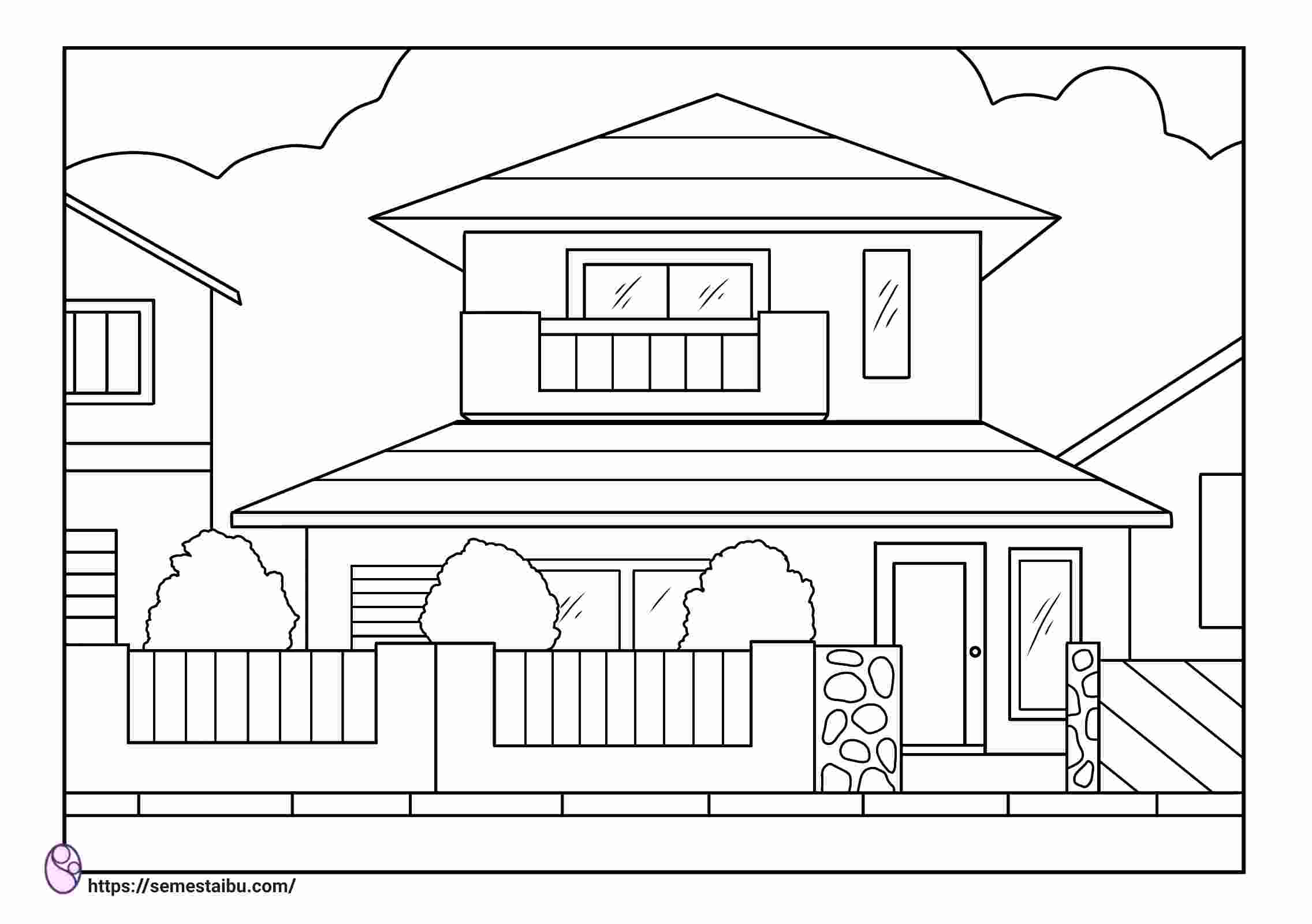 Detail Gambar Mewarnai Rumah Tingkat Nomer 3