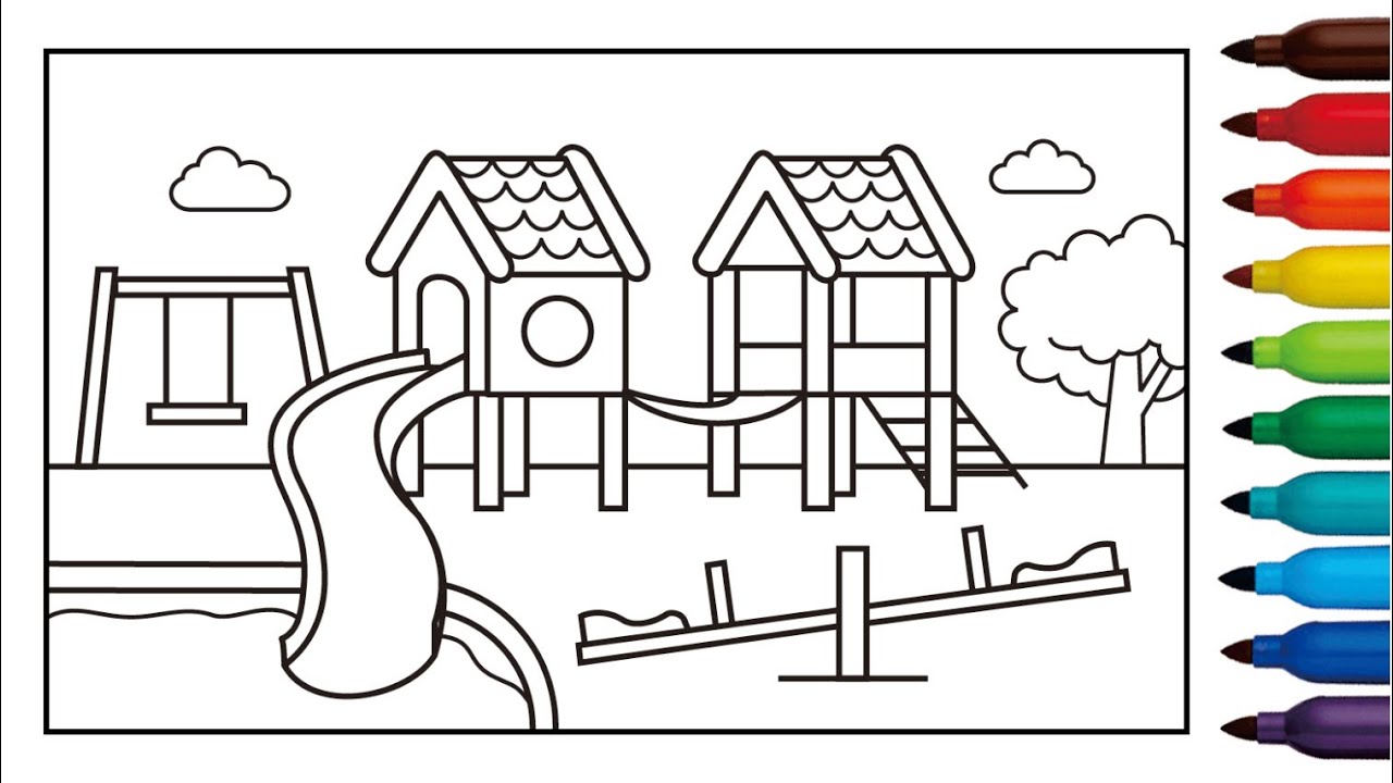 Detail Gambar Mewarnai Taman Bermain Koleksi Nomer 1
