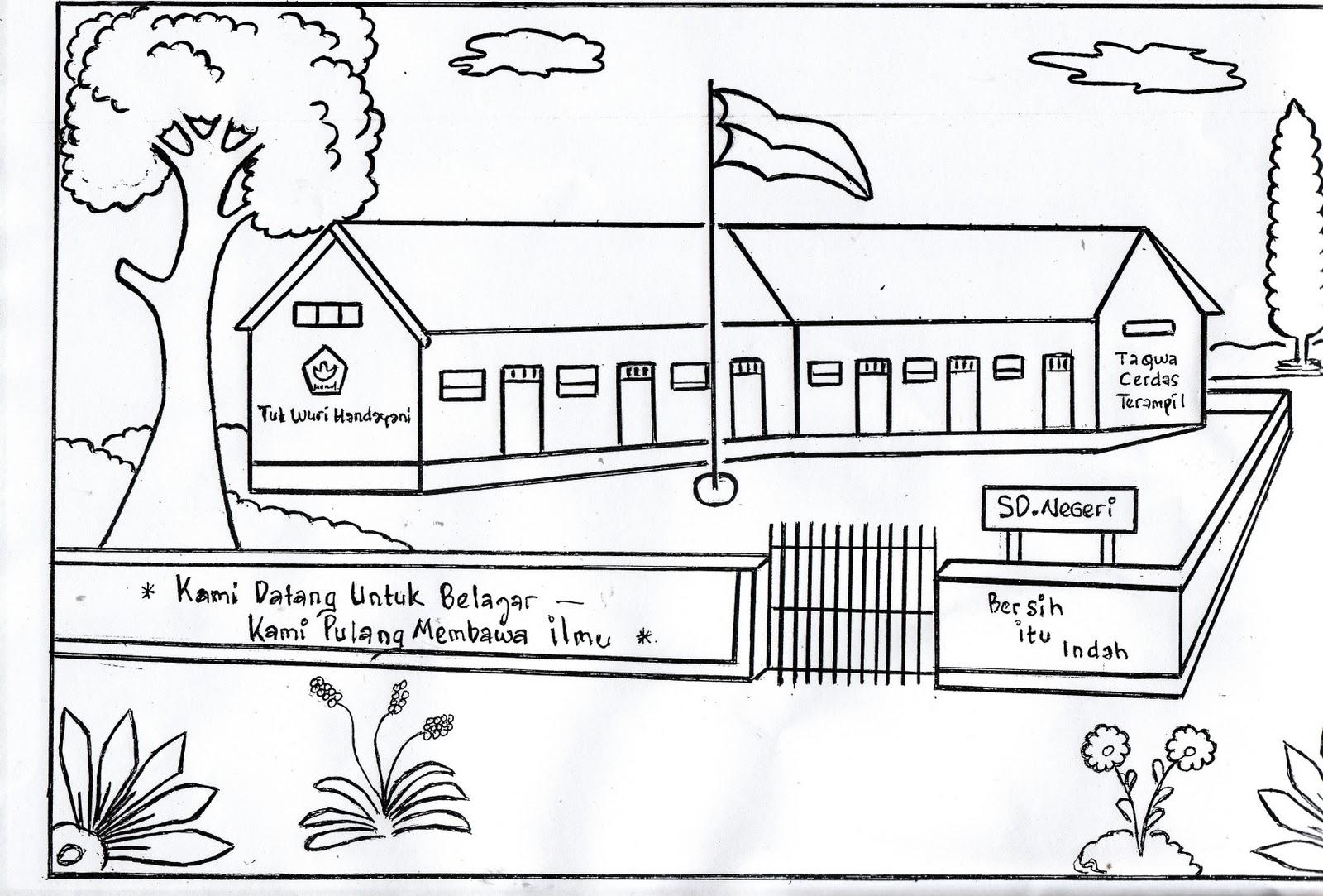 Detail Gambar Mewarnai Tema Lingkungan Sekolah Nomer 8