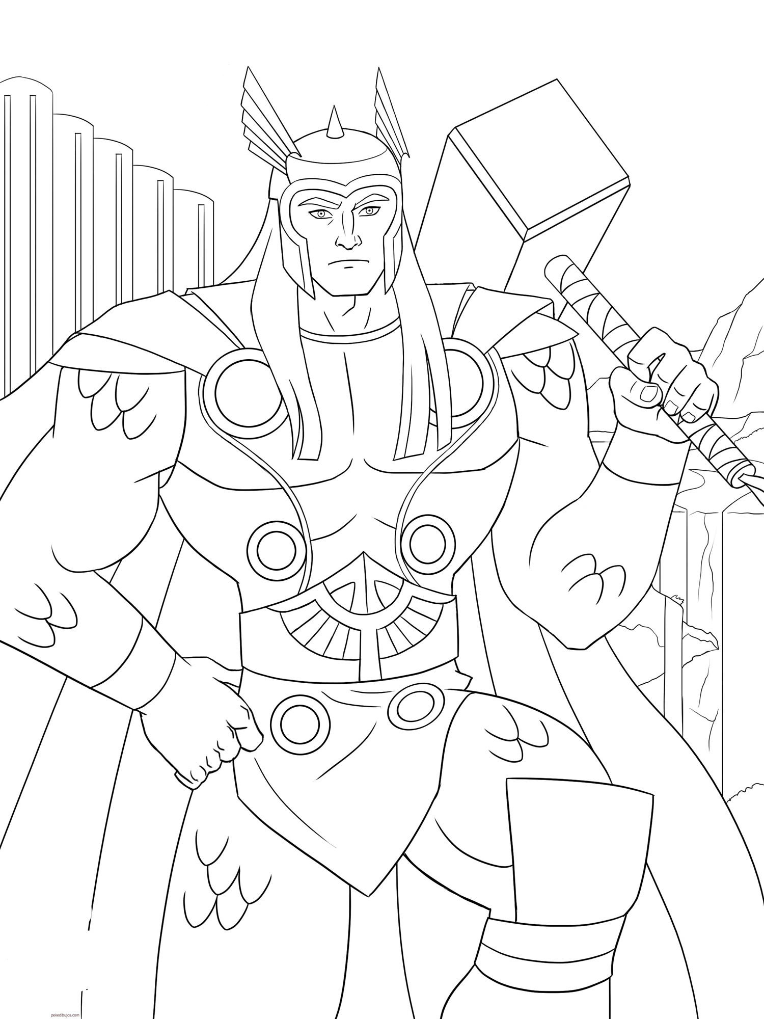 Detail Gambar Mewarnai Thor Nomer 14