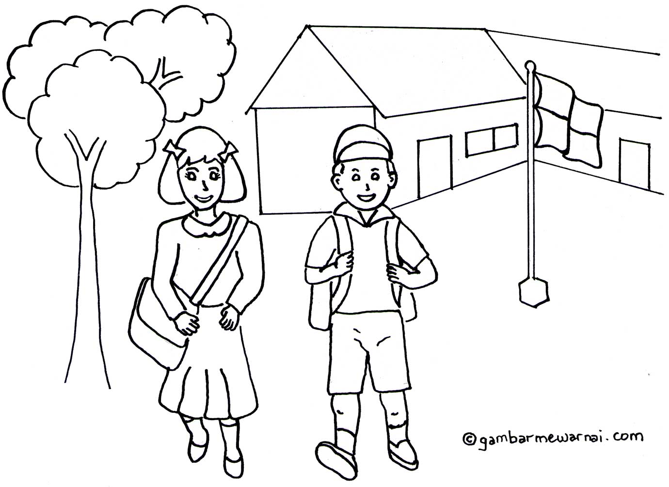 Detail Gambar Mewarnai Tk Tema Lingkungan Sekolah Nomer 12