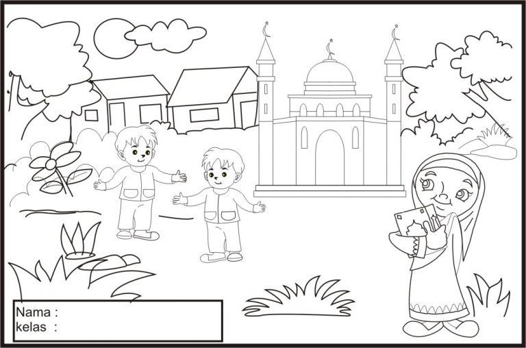 Detail Gambar Mewarnai Untuk Anak Islam Nomer 2