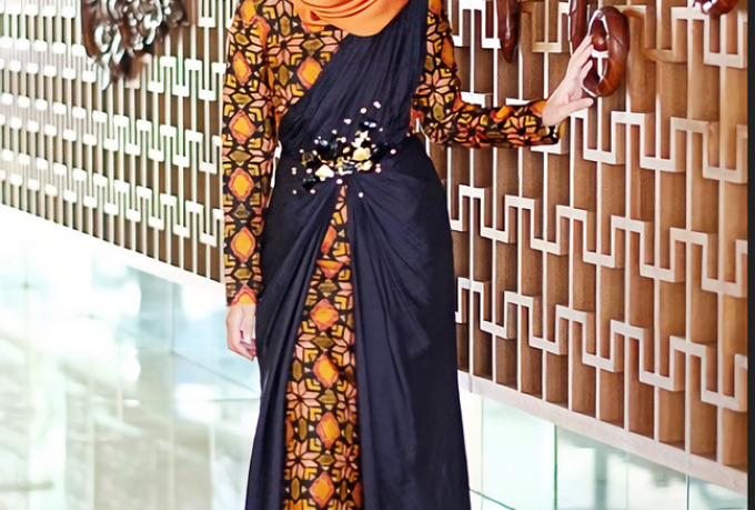 Detail Gambar Model Atasan Batik Dengan Kombinasi Kain Satin Nomer 48