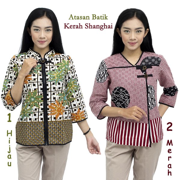 Detail Gambar Model Baju Atasan Krah Sanghai Wanita Nomer 2