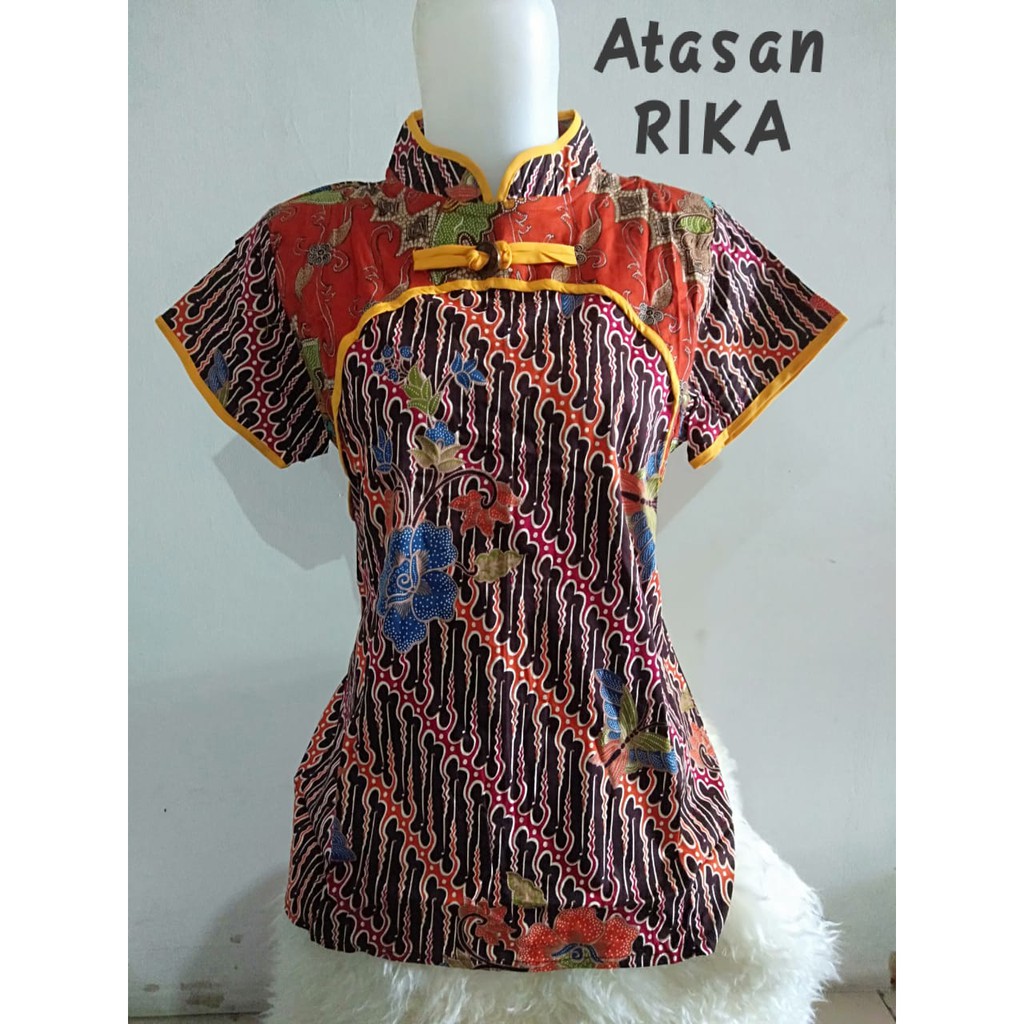 Detail Gambar Model Baju Atasan Krah Sanghai Wanita Nomer 11