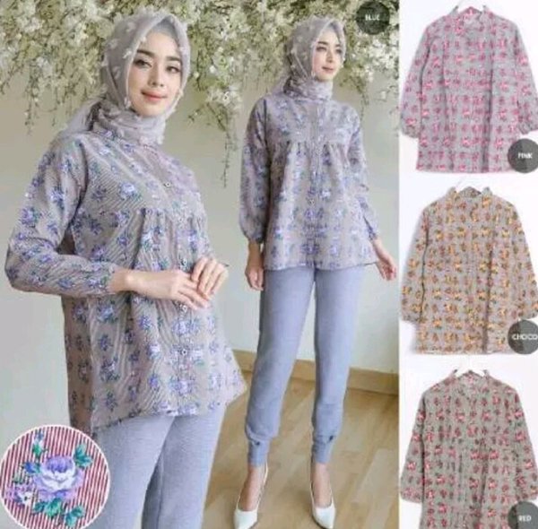 Detail Gambar Model Baju Atasan Krah Sanghai Wanita Nomer 12