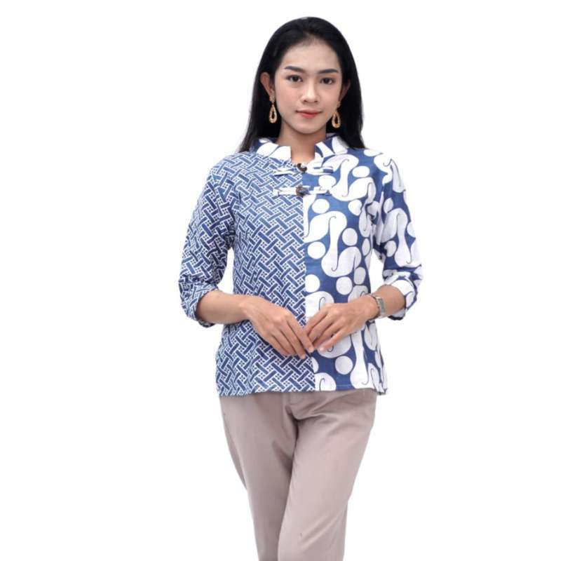 Detail Gambar Model Baju Atasan Krah Sanghai Wanita Nomer 17