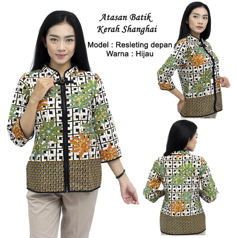 Detail Gambar Model Baju Atasan Krah Sanghai Wanita Nomer 4