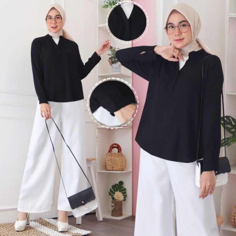 Detail Gambar Model Baju Atasan Krah Sanghai Wanita Nomer 36