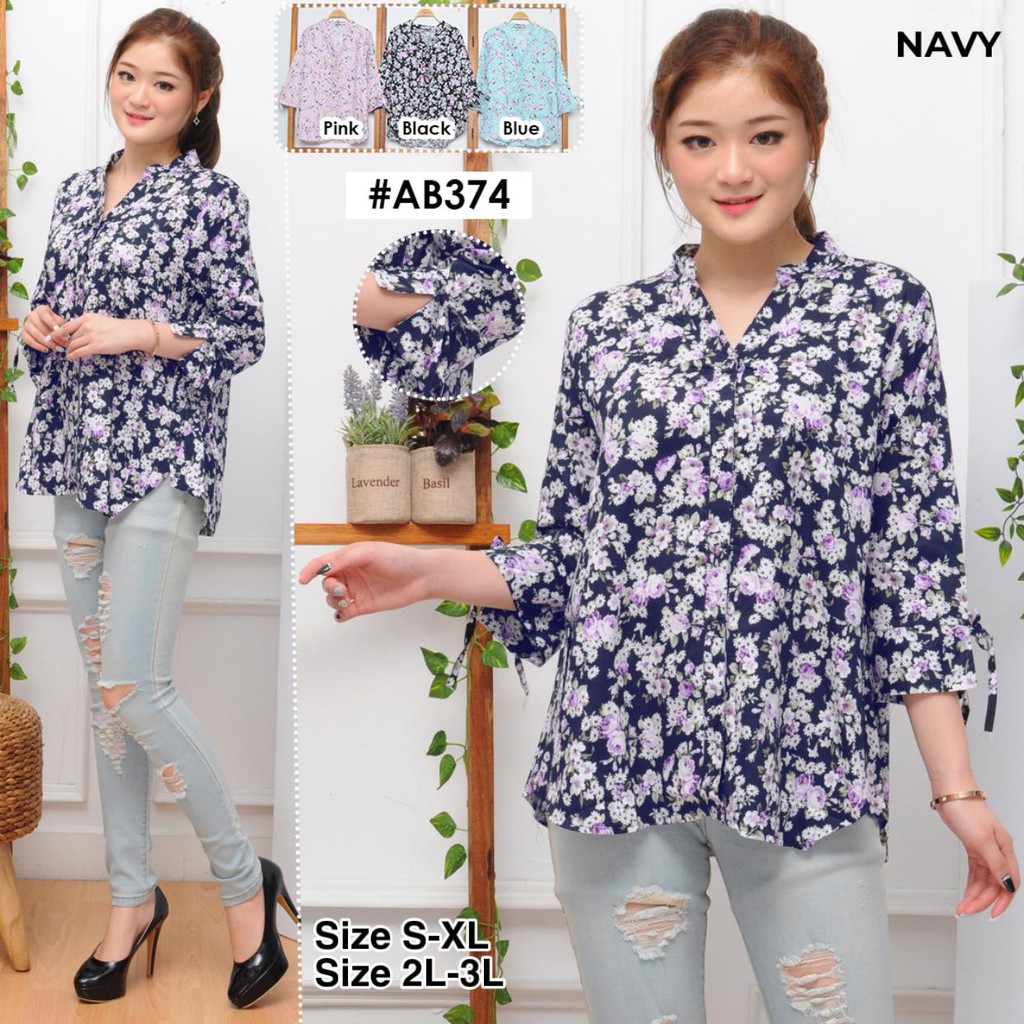 Detail Gambar Model Baju Atasan Krah Sanghai Wanita Nomer 44