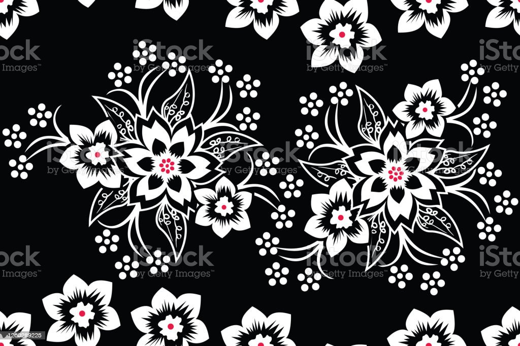 Detail Gambar Motif Batik Bunga Hitam Putih Nomer 27