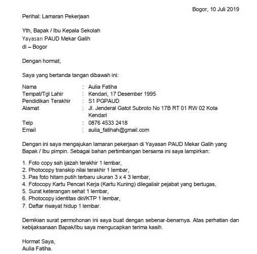 Detail Contoh Surat Lamaran Kerja Di Sekolah Smk Nomer 20