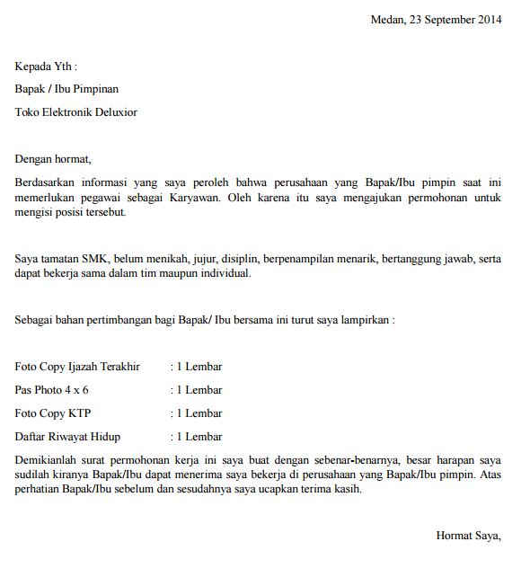 Contoh Surat Lamaran Kerja Di Toko Roti - KibrisPDR